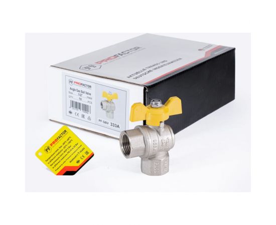 Шаровой угловой кран для газа PROFACTOR PF GAS ручка бабочка, в/в 1/2 дюйма PF GBV 333A – изображение 7