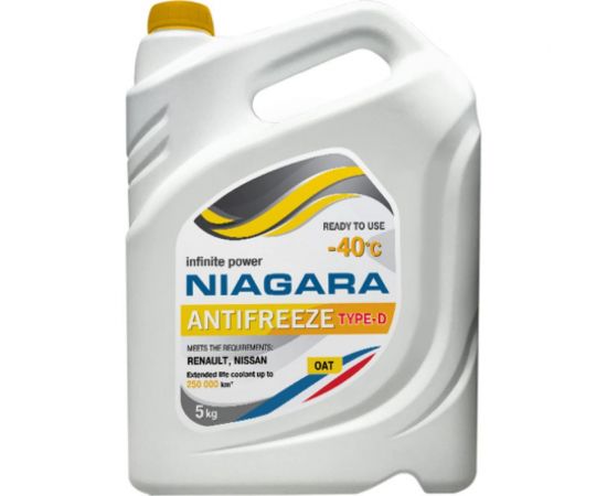 Охлаждающая жидкость NIAGARA Антифриз Type-D 40, желтый, 5 кг 13001004059 