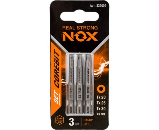 Набор бит (3 шт; Tx20, 25, 30; 50 мм; карта; E6.3) NOX 336009 – изображение 4