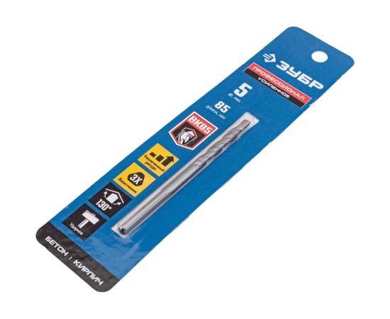 Сверло по бетону усиленное ЗУБР Профессионал 5х85 мм, 3-х гранный хвостовик 2916-085-05_z01 – изображение 5