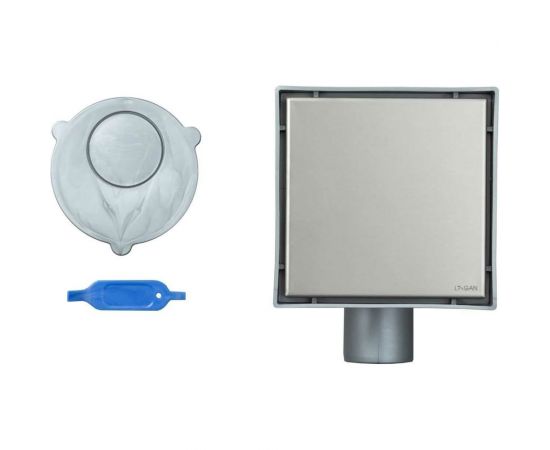 Точечный трап Logan L005-100 с двухсторонней решеткой из нержавеющей стали, под плитку, 10x10см 00306895 – изображение 6