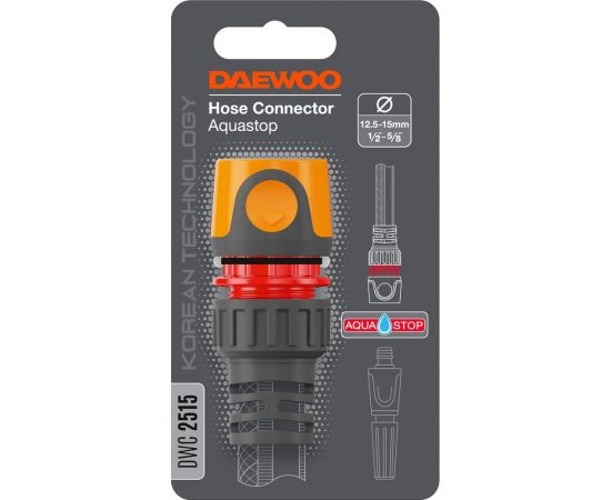 Коннектор для шланга (1/2”-5/8”; 12.5-15 мм) c аквастопом DAEWOO DWC 2515 – изображение 3