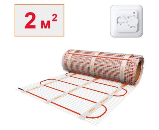Теплый пол электрический под плитку ТеплоСофт 2м.кв. 300Вт с терморегулятором 2300/22 