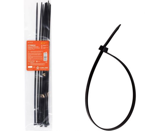 Кабельные стяжки Airline хомуты 4,8 х 400 мм, пластиковые, черные, 10 шт. ACT-N-29 