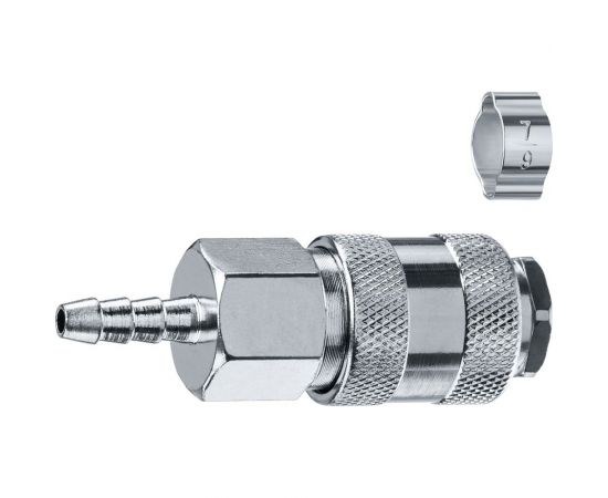 Переходник ЗУБР Профессионал штуцер елочка 6 мм - рапид муфта, с хомутом 64917-06 