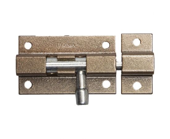 Накладная задвижка для окон и мебели Россия ""ШП-50 КМЦ"", цвет коричневый металлик/цинк, 50мм 37753-50 