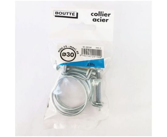 Двойной стальной хомут Boutte 30 мм, 2 шт. 0201549 