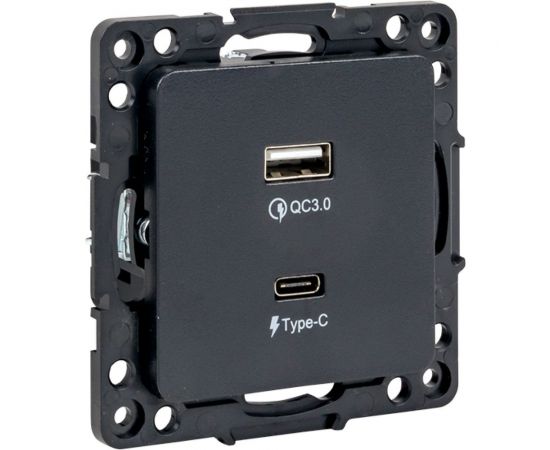 Механизм розетки EKF Стокгольм с 2USB type-A + type-C черный PROxima EZR-2USB-type-C 