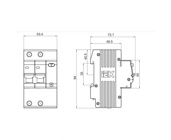 Автоматический дифференциальный выключатель тока IEK 2п 3.5модуля C 25A 10mA тип AC 4.5kA АД-12 ИЭК MAD10-2-025-C-010 – изображение 3