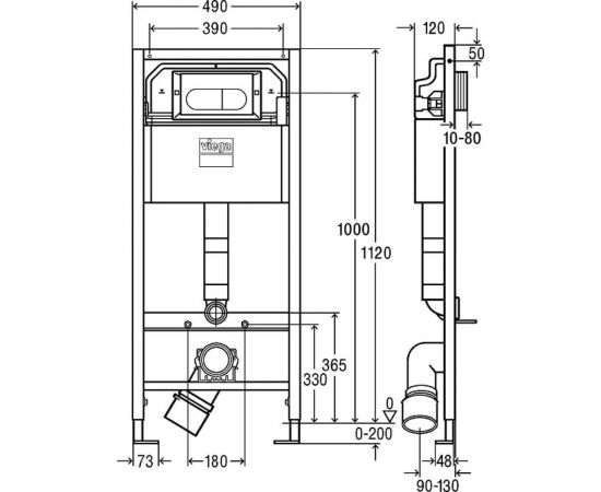Сет для унитаза Viega Prevista Dry. Visign for Life 6. 1120 мм, мод. 8524.11 с белой кнопкой 792831 – изображение 3
