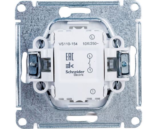 Механизм 1-клавишного выключателя Schneider Electric скрытой проводки W59 10А IP20 10AX белый VS110-154-1-86 – изображение 2