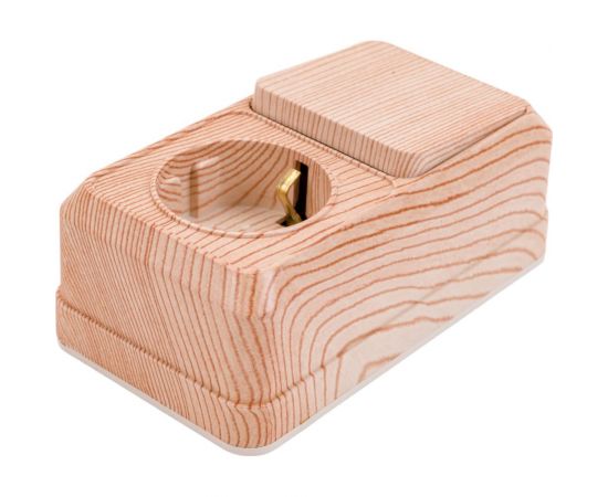 Блок: розетка с выключателем Intro Quadro вертикальный 16А-250В, IP20, открытая установка, сосна, Б0053888 – изображение 4