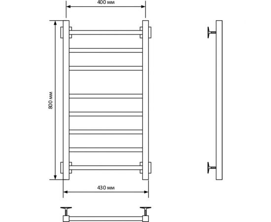 Электрический полотенцесушитель Zox ТРИУМФ ЛЦ 80х40 8 перекладин, правый, терморегулятор 372 Вт 547276 – изображение 3
