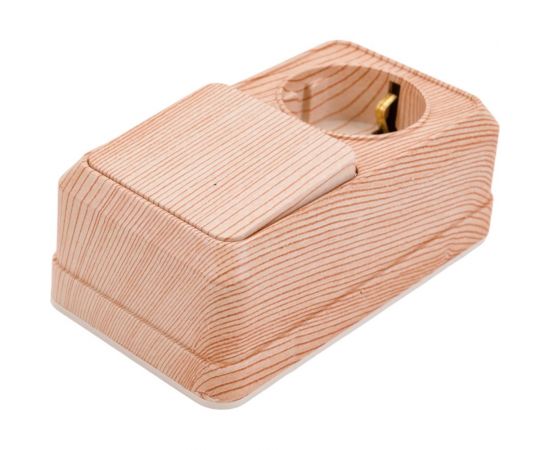 Блок: розетка с выключателем Intro Quadro вертикальный 16А-250В, IP20, открытая установка, сосна, Б0053888 – изображение 2