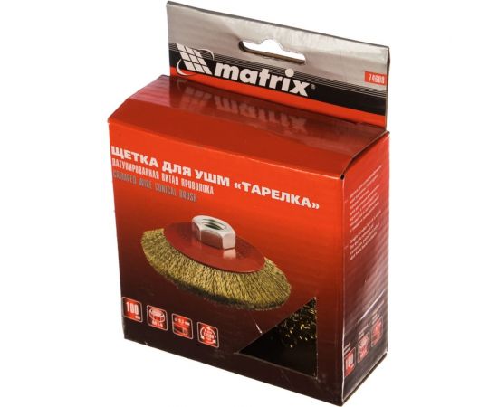 Щетка для УШМ, 100 мм, М14, тарелка, витая проволока MATRIX 74608 – изображение 2