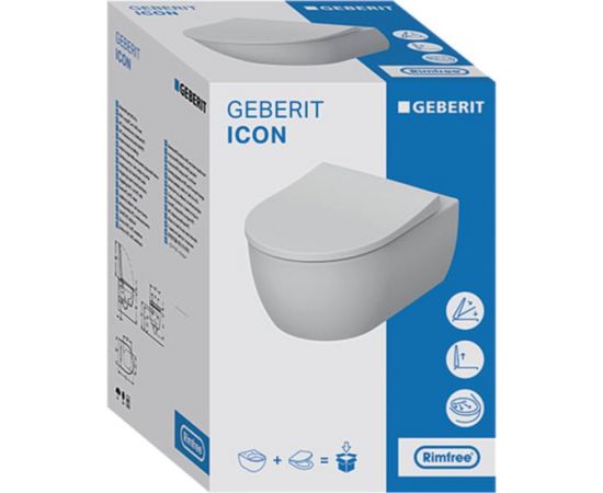 Подвесной унитаз Geberit 500.784.01.1 ICON T54 безободковый, с сиденьем тонкое 00065771 – изображение 4