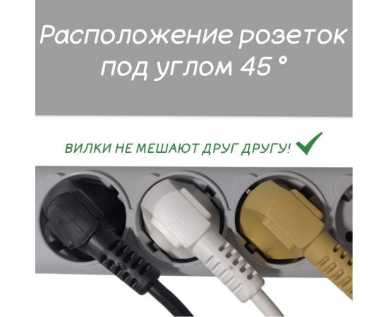 Фильтр-удлинитель Power Cube 3м 6розеток, белый 16А, 3х1,5мм2, SPG6-16-3М – изображение 3