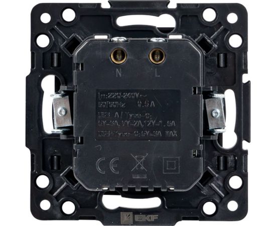 Механизм розетки EKF Стокгольм с 2USB type-A + type-C черный PROxima EZR-2USB-type-C – изображение 3