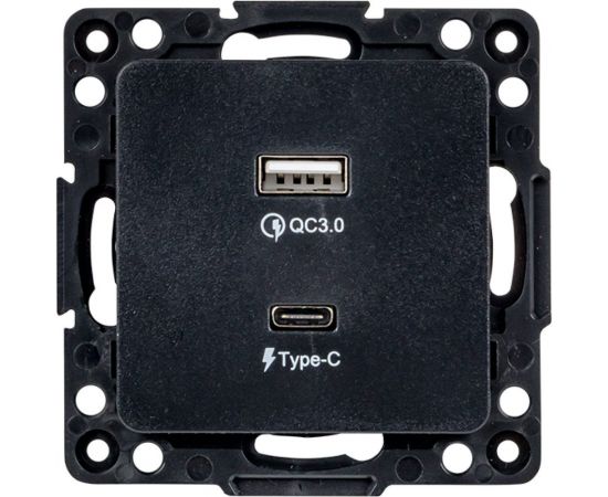 Механизм розетки EKF Стокгольм с 2USB type-A + type-C черный PROxima EZR-2USB-type-C – изображение 2