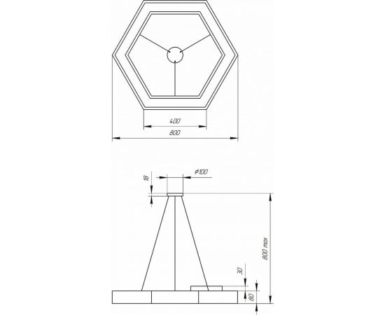 Светодиодный светильник ЭРА Geometria Hexagon SPO124B40K051 51Вт 4000К 3900Лм IP40 черный Б0050557 – изображение 5