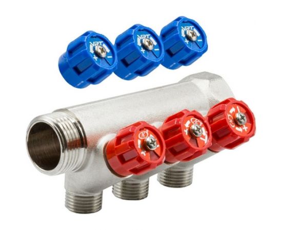 Коллектор VRT 1""x1/2"", с регулировочными вентилями, 3 выхода 524074 