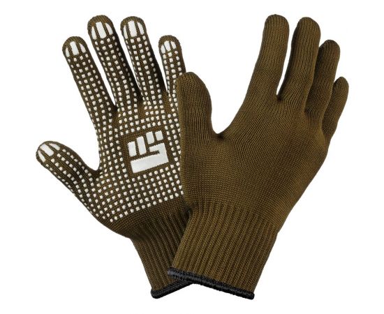 Трикотажные 2-слойные перчатки с ПВХ Фабрика перчаток 10 класс, 6 нитей, олива L 6-10-2С-ОЛ-(L) 
