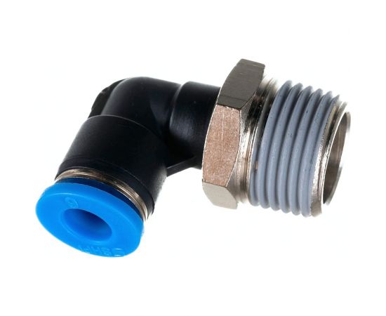 Фитинг цанговый угловой с наружной резьбой 3/8M для трубки диаметром 6 мм SHPI PL 06-R03 