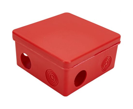 Распаечная коробка для открытой проводки Урал ПАК красная 100х100х50мм с гермовводами, негорючая (НГ) КО-53013100-018-i 