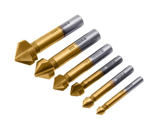 Набор зенковок HSS, M3-M10, 6 шт, металлический кейс Denzel 72313 