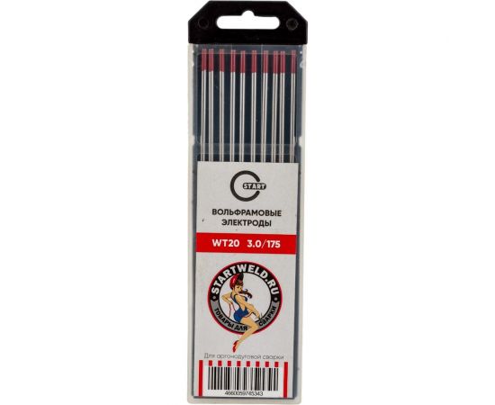 Вольфрамовые электроды WT 20 3x175 мм, красные, 10 шт Start WT2030175U 