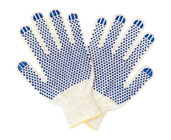 Трикотажные перчатки с ПВХ ПРОМПЕРЧАТКИ 5 нитей, 10 класс, белые, 10 пар ПП-27000/10 