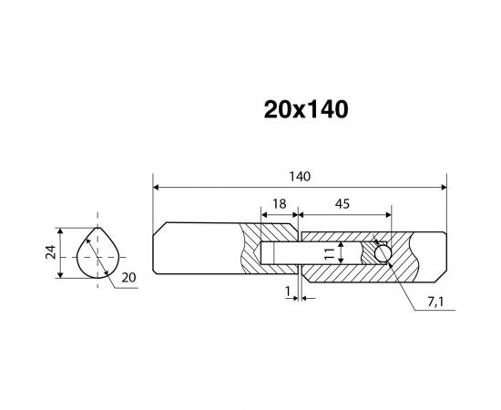 Шарнир-петля под сварку БУЛАТ (20х140 мм; каплевидная с запресованным шариком) 14038 – изображение 2