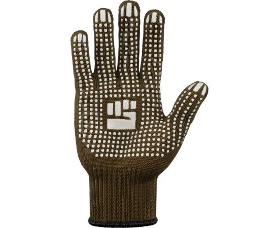 Трикотажные 2-слойные перчатки с ПВХ Фабрика перчаток 10 класс, 6 нитей, олива L 6-10-2С-ОЛ-(L) – изображение 3