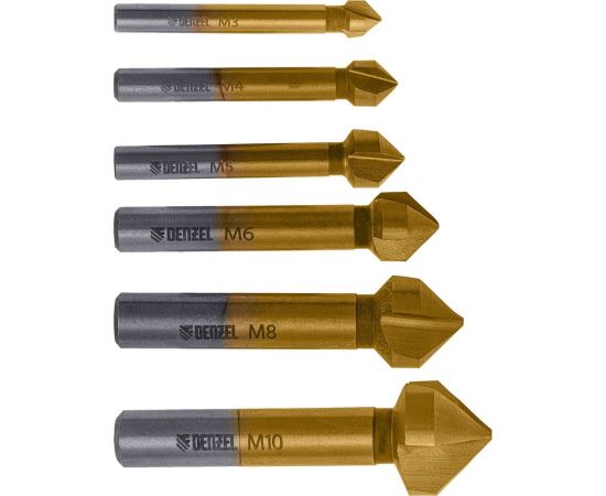Набор зенковок HSS, M3-M10, 6 шт, металлический кейс Denzel 72313 – изображение 5