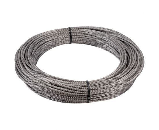 Нержавеющий трос KREPFIELD 4 мм, сталь А2, плетение 7x7, средней мягкости, 50 м 8379А2ТРОС4ММ-50 – изображение 2