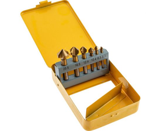 Набор зенковок HSS, M3-M10, 6 шт, металлический кейс Denzel 72313 – изображение 4