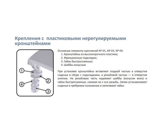 Комплект крепежа сиденья GRIALE длина крепления: 4,5 см, резьба пластиковой шпильки 0,75 мм КР-01 – изображение 2