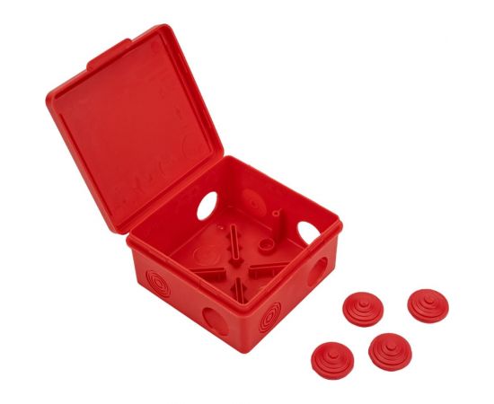 Распаечная коробка для открытой проводки Урал ПАК красная 100х100х50мм с гермовводами, негорючая (НГ) КО-53013100-018-i – изображение 4