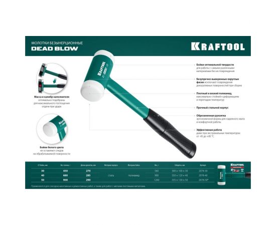 Безынерционный молоток KRAFTOOL Dead Blow 900 г, 50 мм 2078-50 – изображение 7