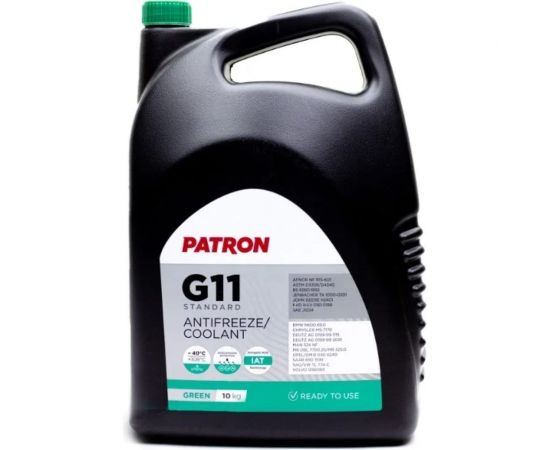 Антифриз PATRON 10 кг (8.9 л), зеленый, готовый, GREEN G11, TL 774-C, SAE J1034, N600690, MS-7170, MAN 324 NF, MB 325.0, B0400240, 6901599, 1286083 PCF4010 