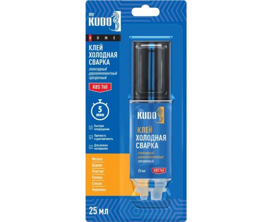 Клей эпоксидный двухкомпонентный прозрачный KUDO HOME, 25 мл KBS-760 