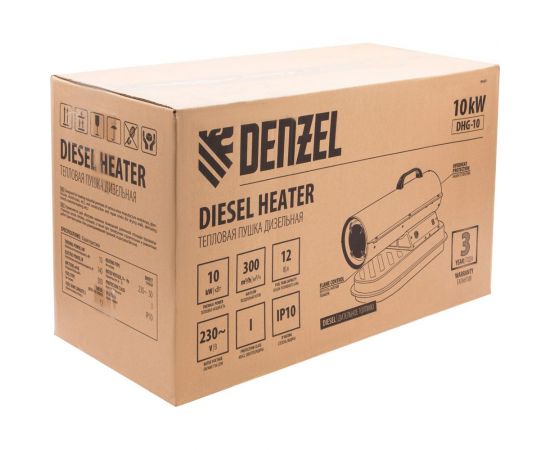 Дизельная тепловая пушка Denzel DHG-10, 10 кВт, 300 м3/ч, прямой нагрев 96481 – изображение 20