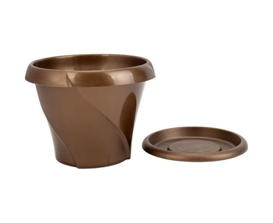 Кашпо Martika Флориана с поддонником, 0.7 л, диам. 135 мм, золотое С384ЗОЛ – изображение 2