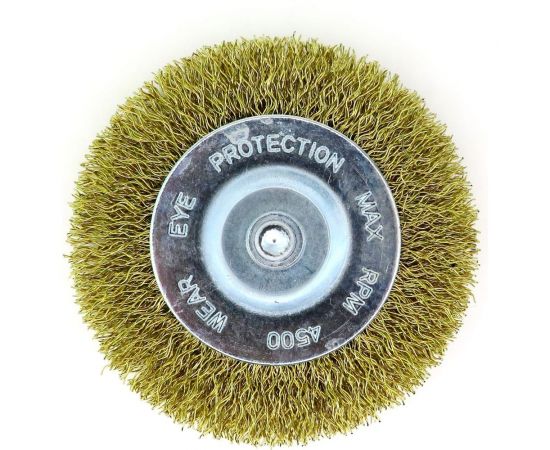 Щетка дисковая для дрели 75x7 мм, хв-к 6 мм, проволока гофр. латунир-я сталь 0.3 мм SIT 0889 – изображение 3