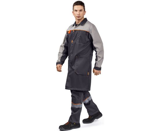 Мужской халат ТЕХНОСЭЙФ ДОН ЭК, темно-серый/серый/оранжевый, р.104-108/182-188 4687203159757 – изображение 8