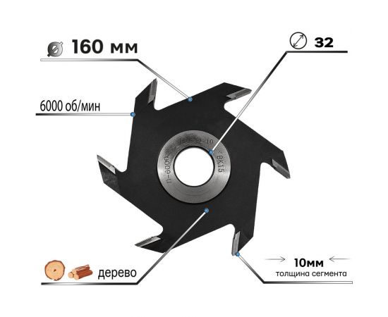 Фреза пазовая (дисковая) 160x10x32 мм для станков TORGWIN T629603 – изображение 2