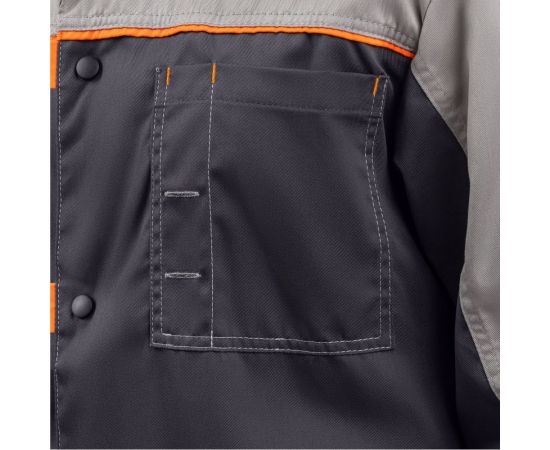 Мужской халат ТЕХНОСЭЙФ ДОН ЭК, темно-серый/серый/оранжевый, р.104-108/182-188 4687203159757 – изображение 5