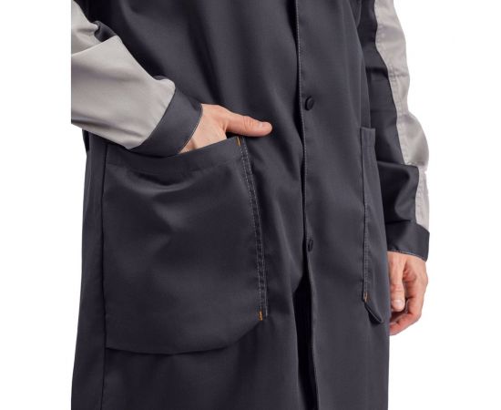 Мужской халат ТЕХНОСЭЙФ ДОН ЭК, темно-серый/серый/оранжевый, р.104-108/182-188 4687203159757 – изображение 9