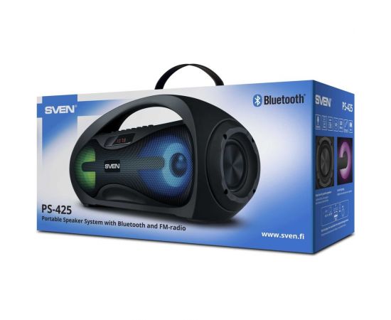 Портативная колонка SVEN АС PS-425 черная, 12 Вт, Bluetooth, FM, USB, microSD, LED-дисплей, 1500 мА*ч SV-019624 – изображение 7