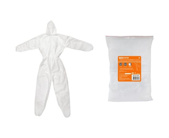 Защитный комбинезон TDM ""Каспер-2"", на молнии и с капюшоном, р. 187x160, 30 г/м2, белый, SQ1016-0302 